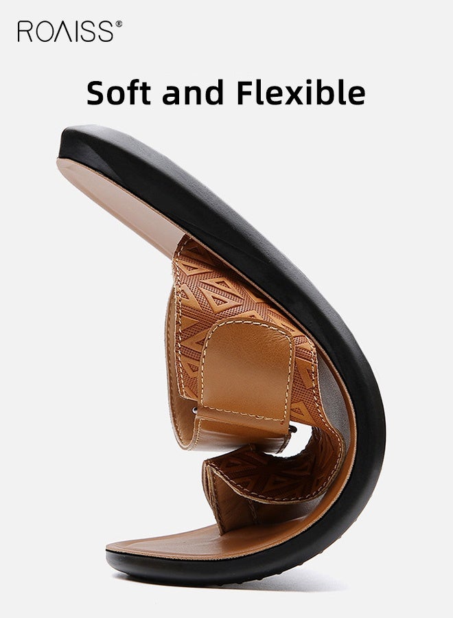 roaiss Men's All Match French Soft Slippers Versatile Flip-Flops for Beach and Outdoor Wear Non-slip Soles, Superior Comfort Casual Fashionable Brown - Image 3